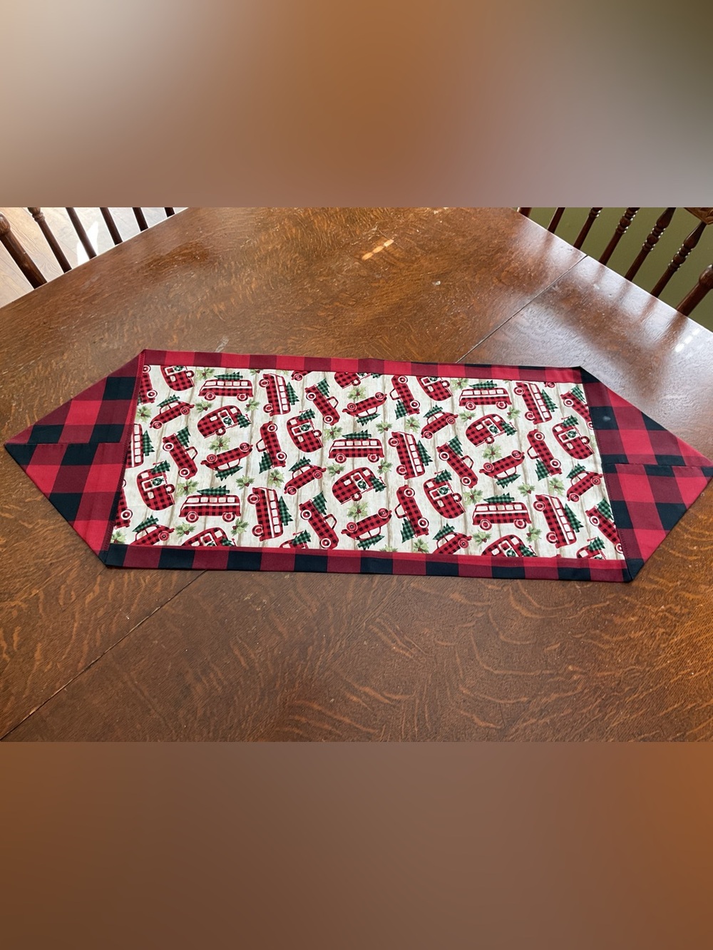 Handmade Reversible Holiday Buffalo Plaid Red Christmas Table Runner